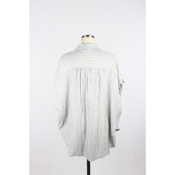 MADEWELL Central Dalton Stripe Lyocell Twill Oversized Shirt Top, Size XXL - Picture 7 of 15
